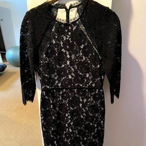 Black long sleeve lace womens designer dress